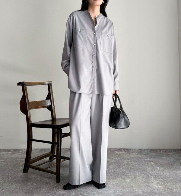 fredy emue「《セットアップ対応》TRパール釦バンドカラーシャツ」|シャツ・ブラウス|