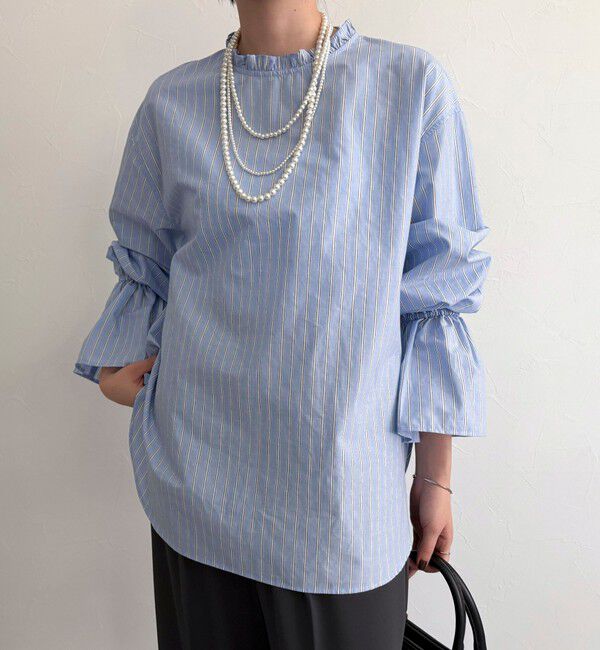 fredy emue「袖フレアストライプシャツ」|シャツ・ブラウス|