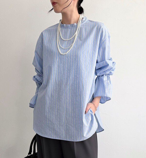 fredy emue「袖フレアストライプシャツ」|シャツ・ブラウス|