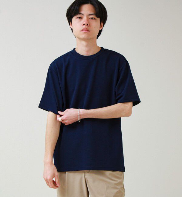 GLOSTER「【立体感素材】フクレジャガード 半袖Tシャツ」|Tシャツ・カットソー|ネイビー