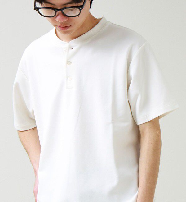 GLOSTER「【抗菌防臭】ポンチ素材 ヘンリーネックTシャツ」|Tシャツ・カットソー|オフホワイト