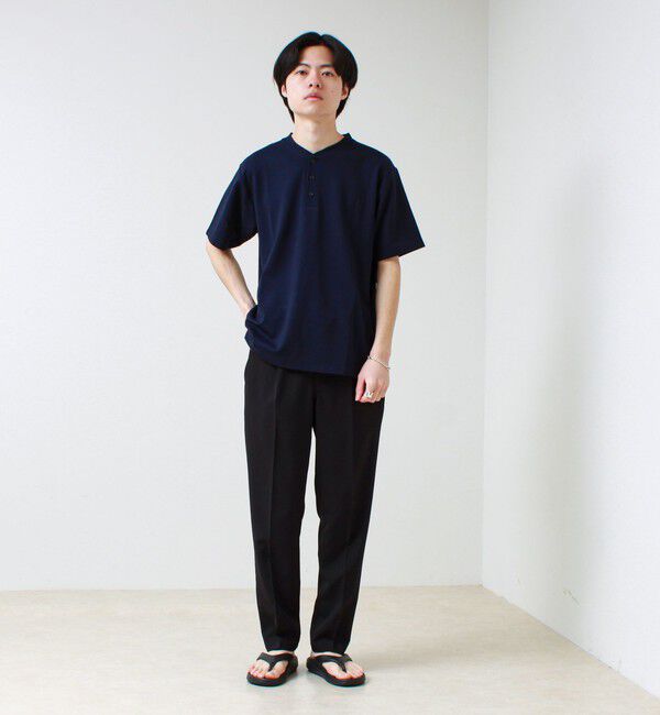 GLOSTER「【抗菌防臭】ポンチ素材 ヘンリーネックTシャツ」|Tシャツ・カットソー|