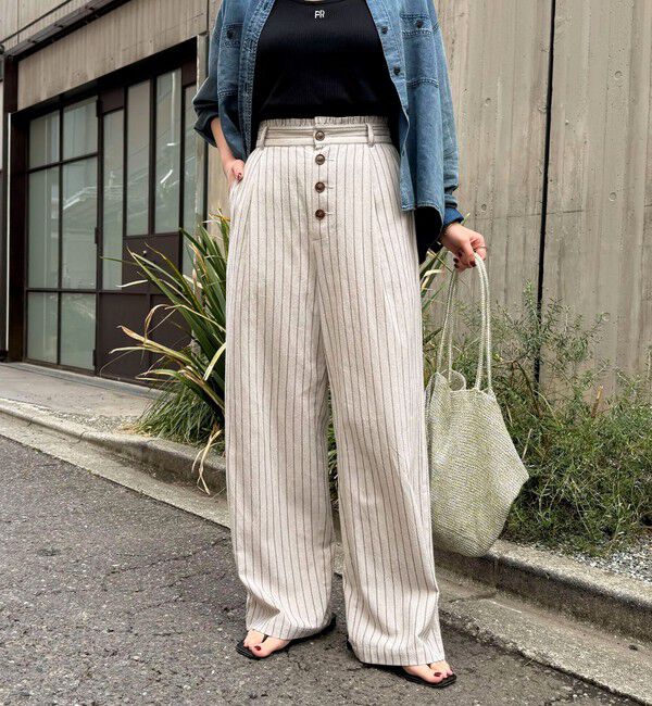 fredy emue「ストライプセミワイドタックパンツ」|チノ|