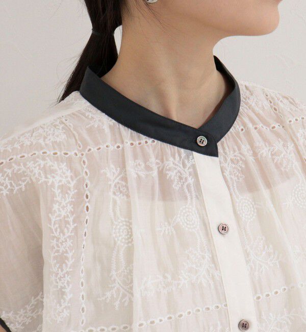 fredy emue「刺しゅうレースフレンチスリーブブラウス」|シャツ・ブラウス|