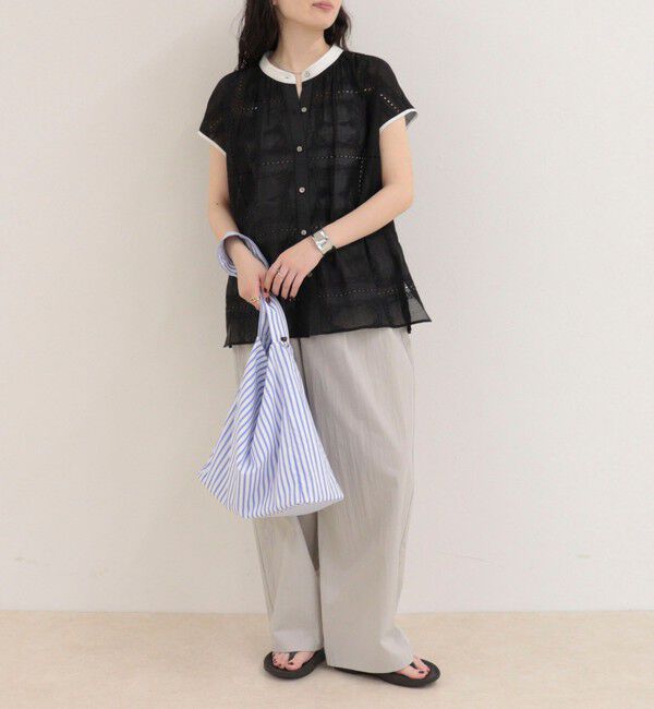 fredy emue「刺しゅうレースフレンチスリーブブラウス」|シャツ・ブラウス|