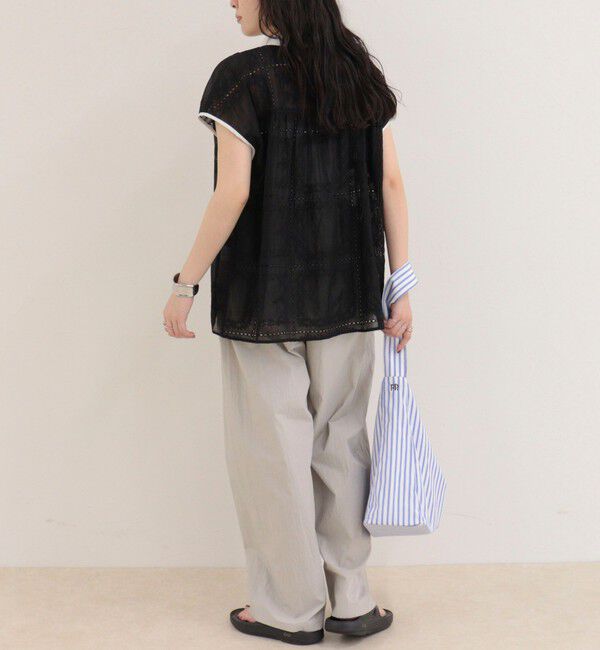 fredy emue「刺しゅうレースフレンチスリーブブラウス」|シャツ・ブラウス|