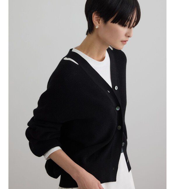 SALON adam et rope'「【WEB限定】コットンシルクネックスリットVネックカーディガン」|カーディガン|