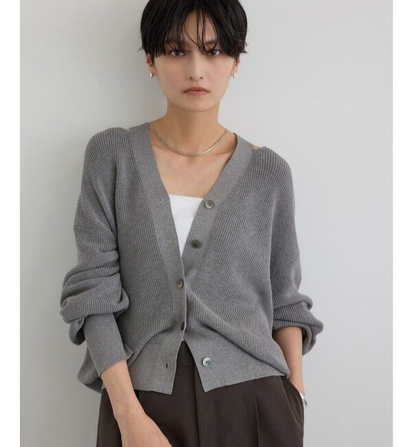 SALON adam et rope'「【WEB限定】コットンシルクネックスリットVネックカーディガン」|カーディガン|