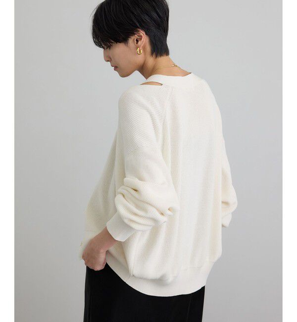 SALON adam et rope'「【WEB限定】コットンシルクネックスリットVネックカーディガン」|カーディガン|