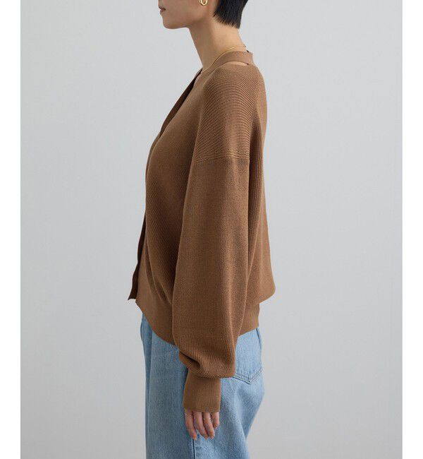 SALON adam et rope'「【WEB限定】コットンシルクネックスリットVネックカーディガン」|カーディガン|