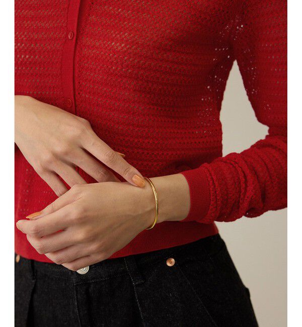 ROPE「透かし編み ニット ポロカーディガン」|カーディガン|