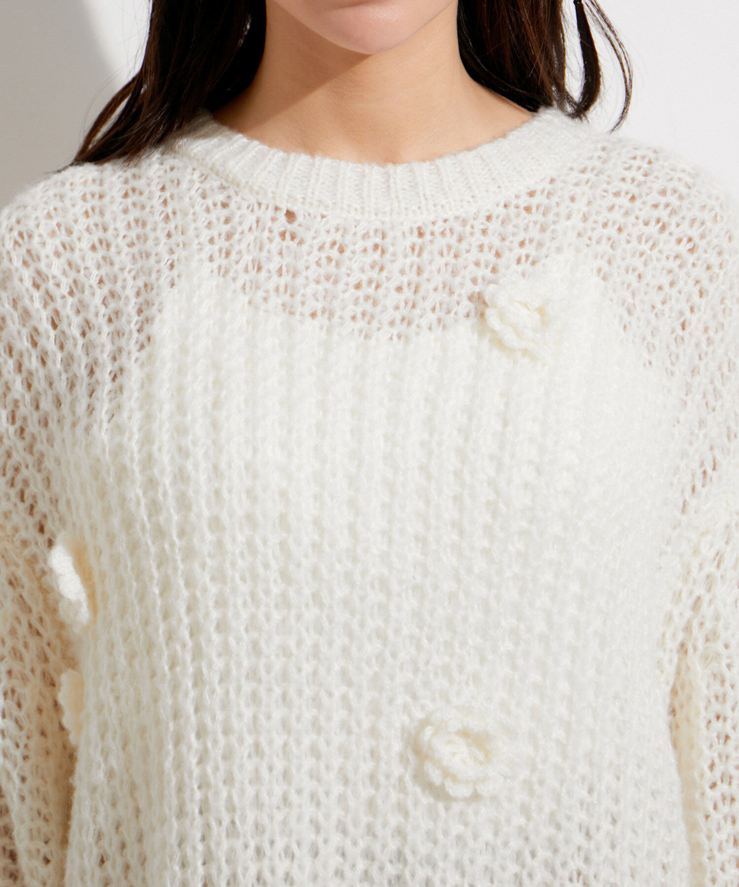 VIS「お花ぽんぽんシアーニット」|ニット・セーター|