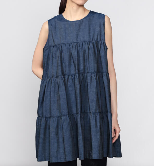 GYMPHLEX「Gymphlex | インディゴデニム ティアードチュニック WOMEN」|ワンピース|