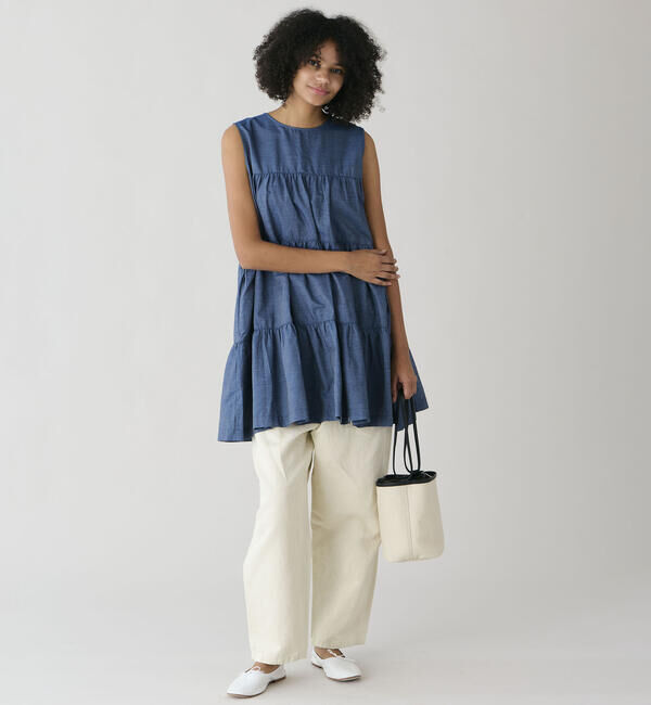 GYMPHLEX「Gymphlex | インディゴデニム ティアードチュニック WOMEN」|ワンピース|