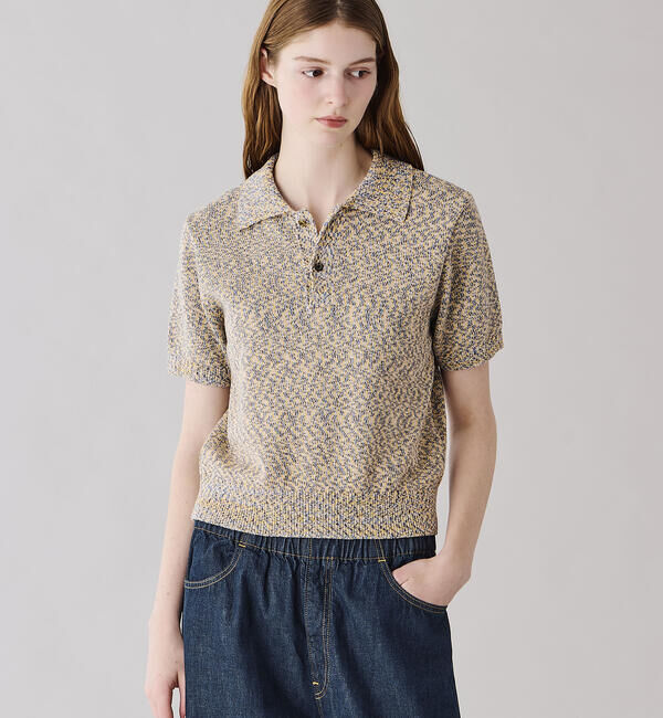  「COOHEM | マルチカラー コットンニットポロ WOMEN」|ニット・セーター|