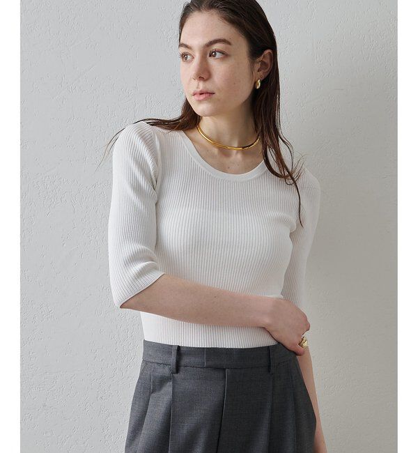 Drawing Numbers「【Drawing Numbers】リブハーフスリーブニット」|ニット・セーター|