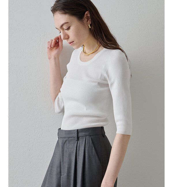 Drawing Numbers「【Drawing Numbers】リブハーフスリーブニット」|ニット・セーター|