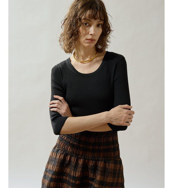 Drawing Numbers「【Drawing Numbers】リブハーフスリーブニット」|ニット・セーター|