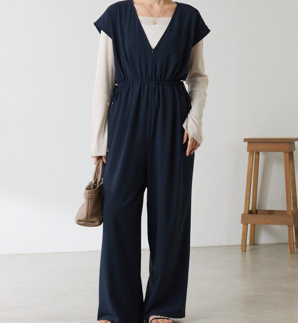  「ジャージーサロペット」|ワンピース|ネイビー