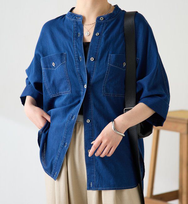  「Q.anos　ドルマンシアーデニムシャツ」|シャツ・ブラウス|ブルー