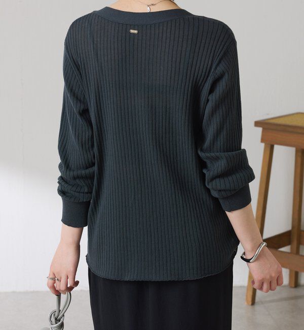  「ドライコットンワイドリブカーディガン」|ニット・セーター|