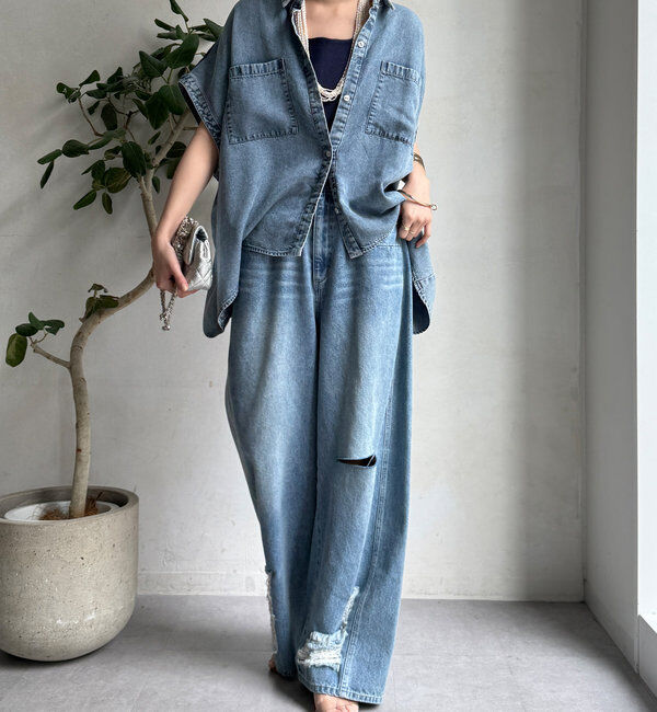  「リヨセルデニムバック切替シャツ」|シャツ・ブラウス|