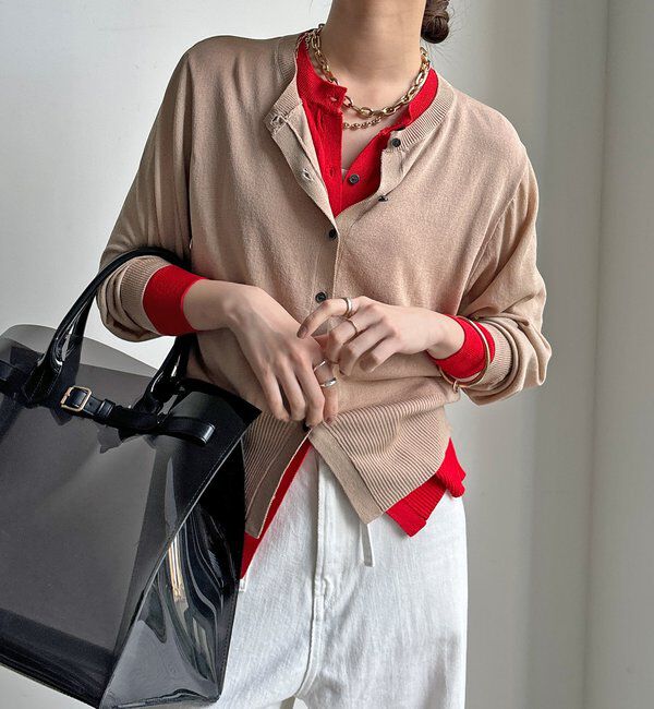  「【WEB限定】レイヤード風カーディガン」|カーディガン|