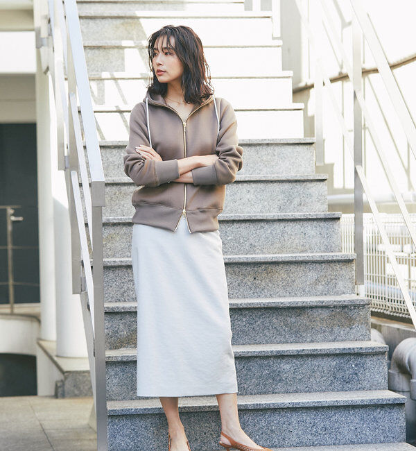  「【WEB限定/キレイめ上品】スポンジダンボールZIPパーカーカットソー」|パーカー|