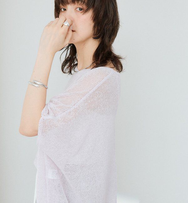  「【通気性/吸水速乾性/軽量/防シワ性】ペーパーポンチョニット」|ニット・セーター|