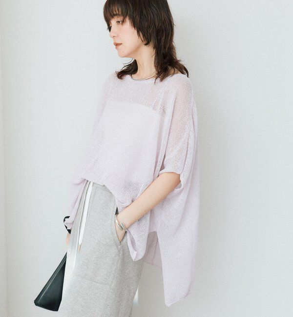  「【通気性/吸水速乾性/軽量/防シワ性】ペーパーポンチョニット」|ニット・セーター|