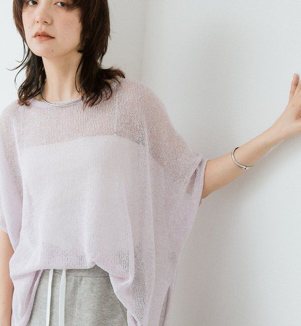  「【通気性/吸水速乾性/軽量/防シワ性】ペーパーポンチョニット」|ニット・セーター|