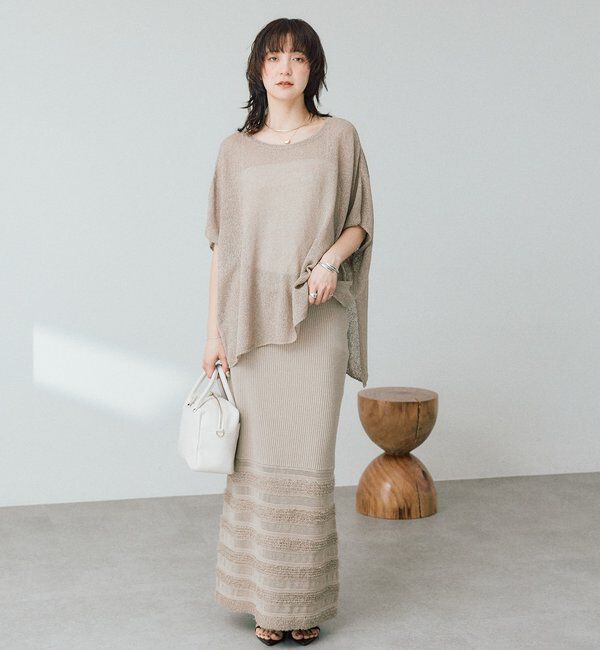  「【通気性/吸水速乾性/軽量/防シワ性】ペーパーポンチョニット」|ニット・セーター|