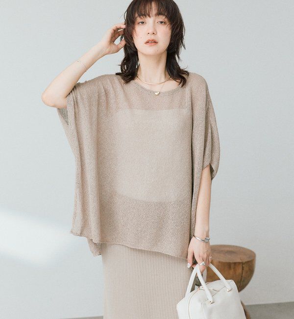  「【通気性/吸水速乾性/軽量/防シワ性】ペーパーポンチョニット」|ニット・セーター|