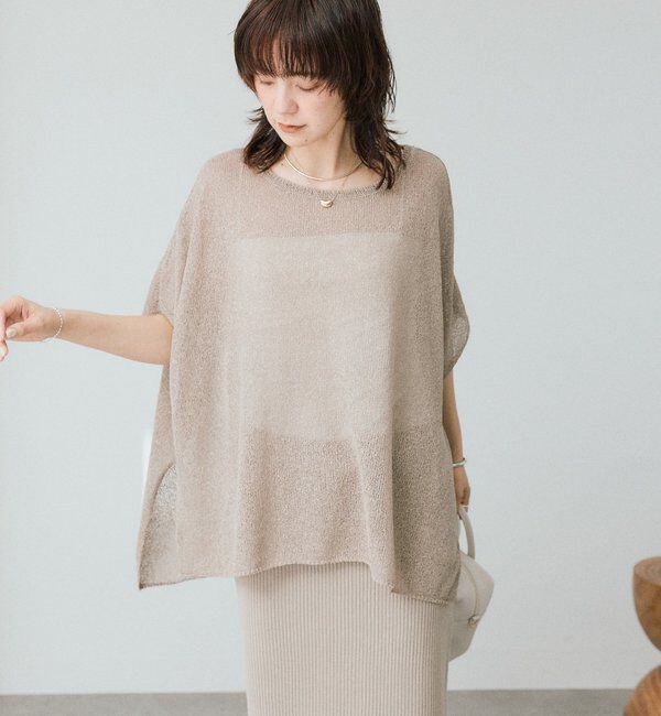  「【通気性/吸水速乾性/軽量/防シワ性】ペーパーポンチョニット」|ニット・セーター|