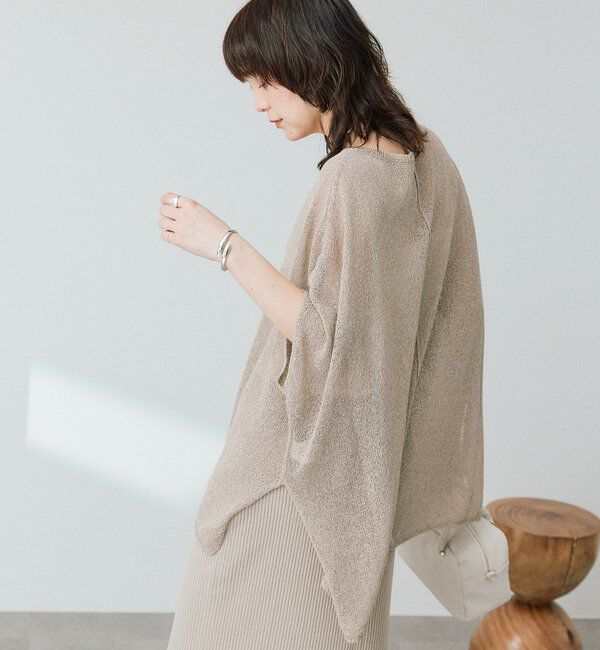  「【通気性/吸水速乾性/軽量/防シワ性】ペーパーポンチョニット」|ニット・セーター|