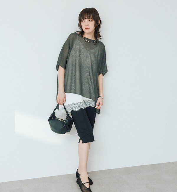  「【通気性/吸水速乾性/軽量/防シワ性】ペーパーポンチョニット」|ニット・セーター|