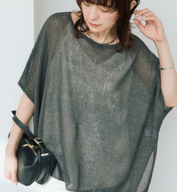  「【通気性/吸水速乾性/軽量/防シワ性】ペーパーポンチョニット」|ニット・セーター|