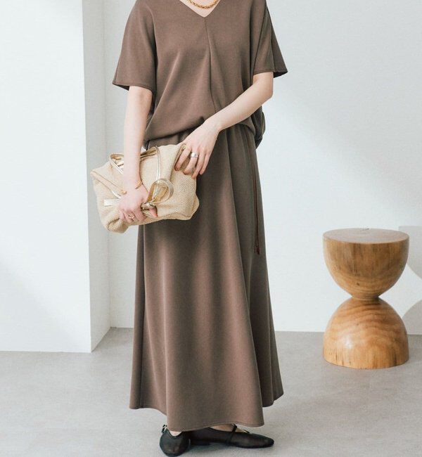  「予約【セットアップ着用可能/接触冷感機能付き】ドレーピーカットバイヤススカート」|スカート|