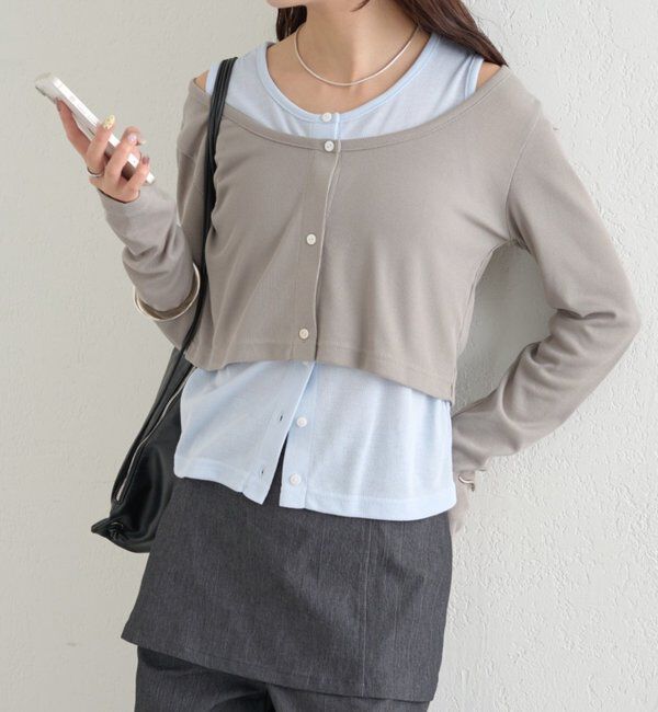  「配色レイヤードロングTシャツ」|Tシャツ・カットソー|