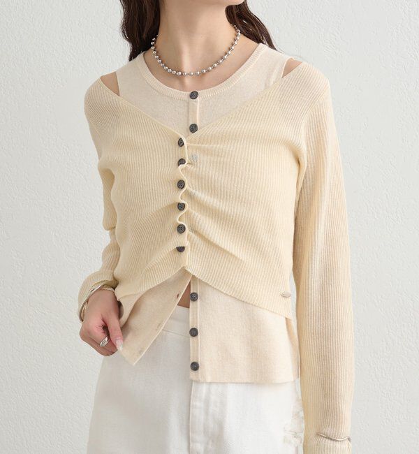  「ショルダースリットレイヤードニット」|ニット・セーター|