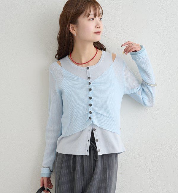  「ショルダースリットレイヤードニット」|ニット・セーター|