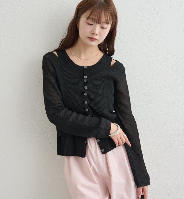  「ショルダースリットレイヤードニット」|ニット・セーター|