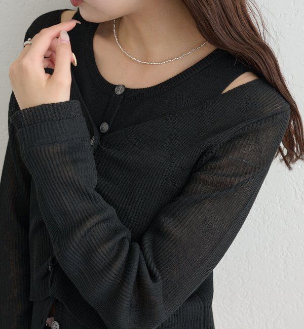  「ショルダースリットレイヤードニット」|ニット・セーター|