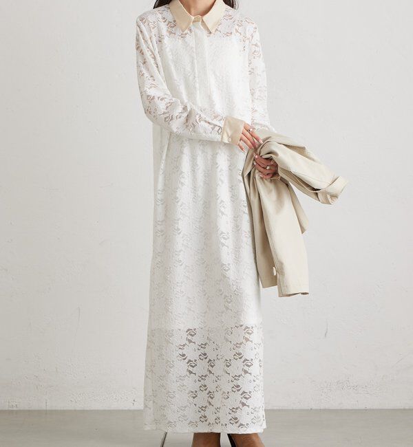  「襟付きレースワンピース」|ワンピース|