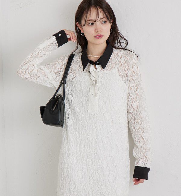  「襟付きレースワンピース」|ワンピース|