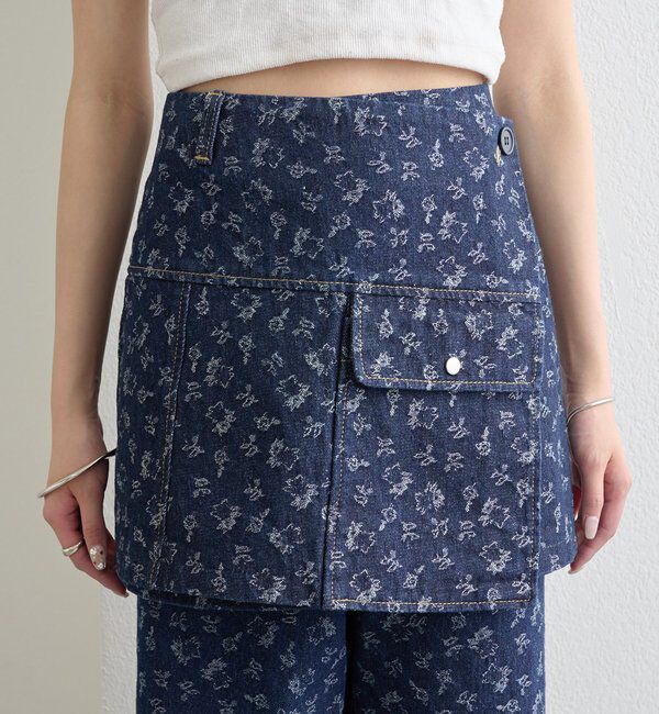  「フラワーデニムラップスカート」|スカート|
