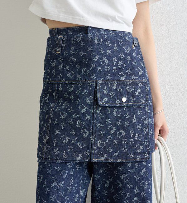  「フラワーデニムラップスカート」|スカート|