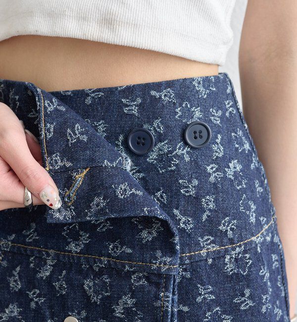  「フラワーデニムラップスカート」|スカート|