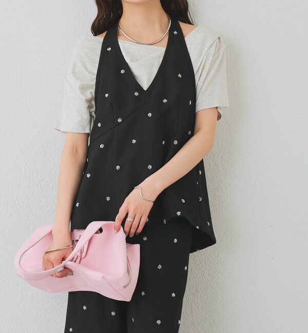  「ビジューフラワーホルタービスチェ」|シャツ・ブラウス|