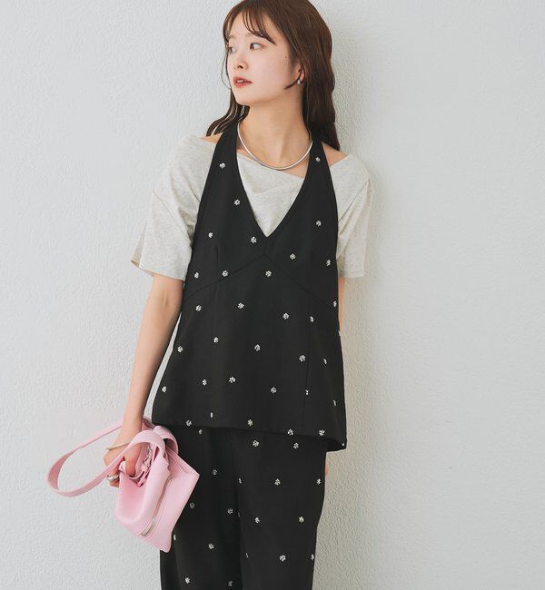 「ビジューフラワーホルタービスチェ」|シャツ・ブラウス|